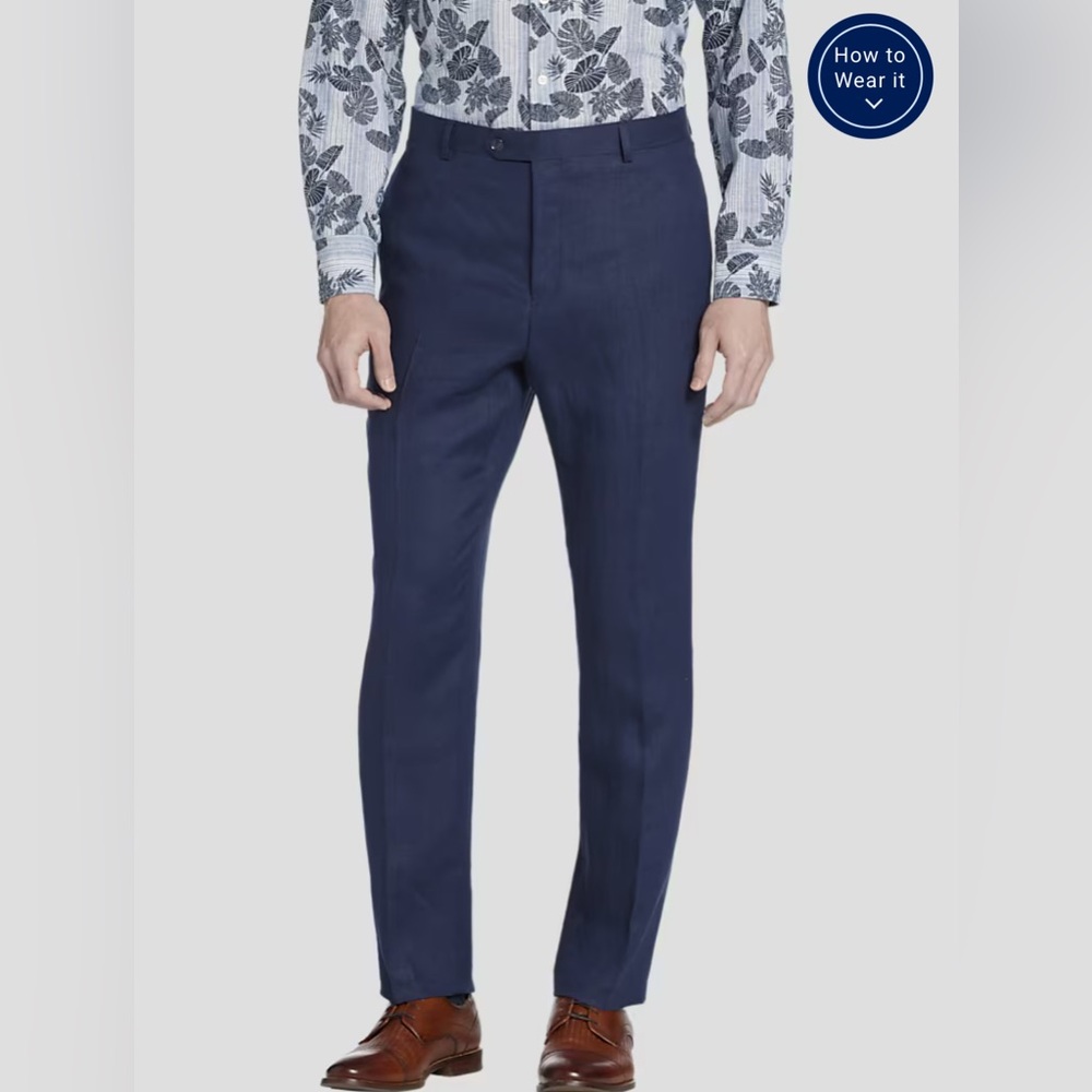 Men's Tommy Hilfiger Navy Modern Fit Linen Suit Pants